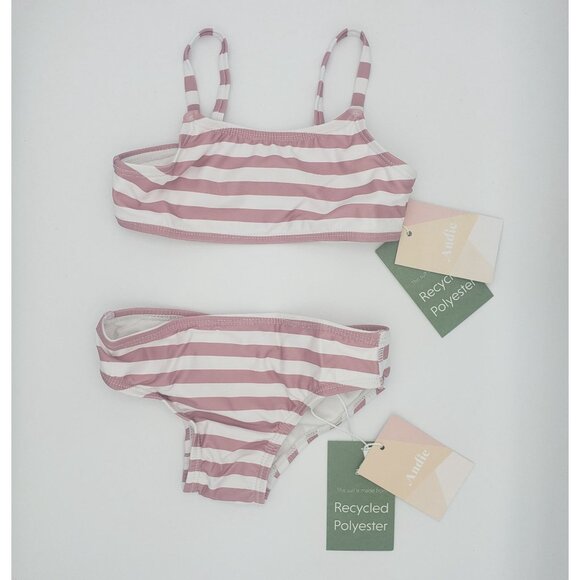 Andie Swim Kids Bikini Set Toddler Girls' Size 2T Pink Rose Stripe Summer Wear - Picture 13 of 13